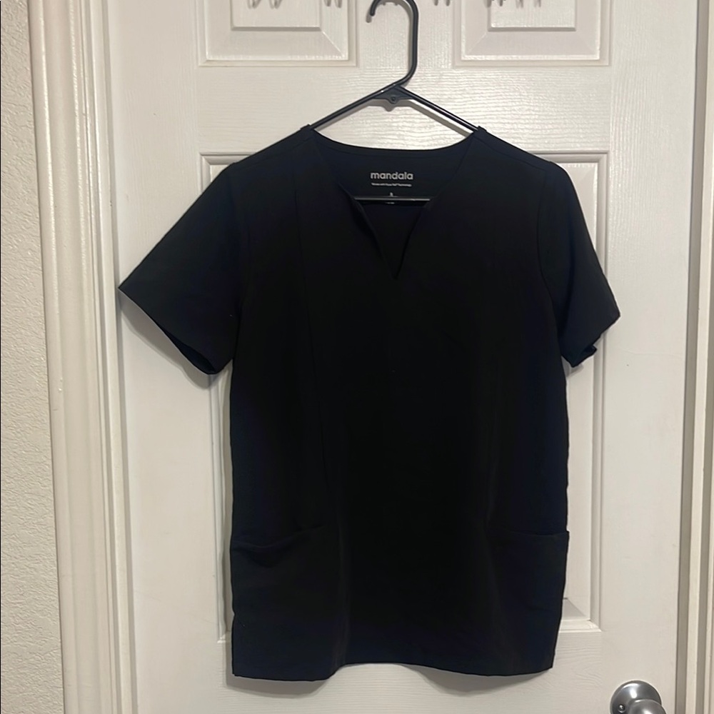 Mandala Black Scrub Top